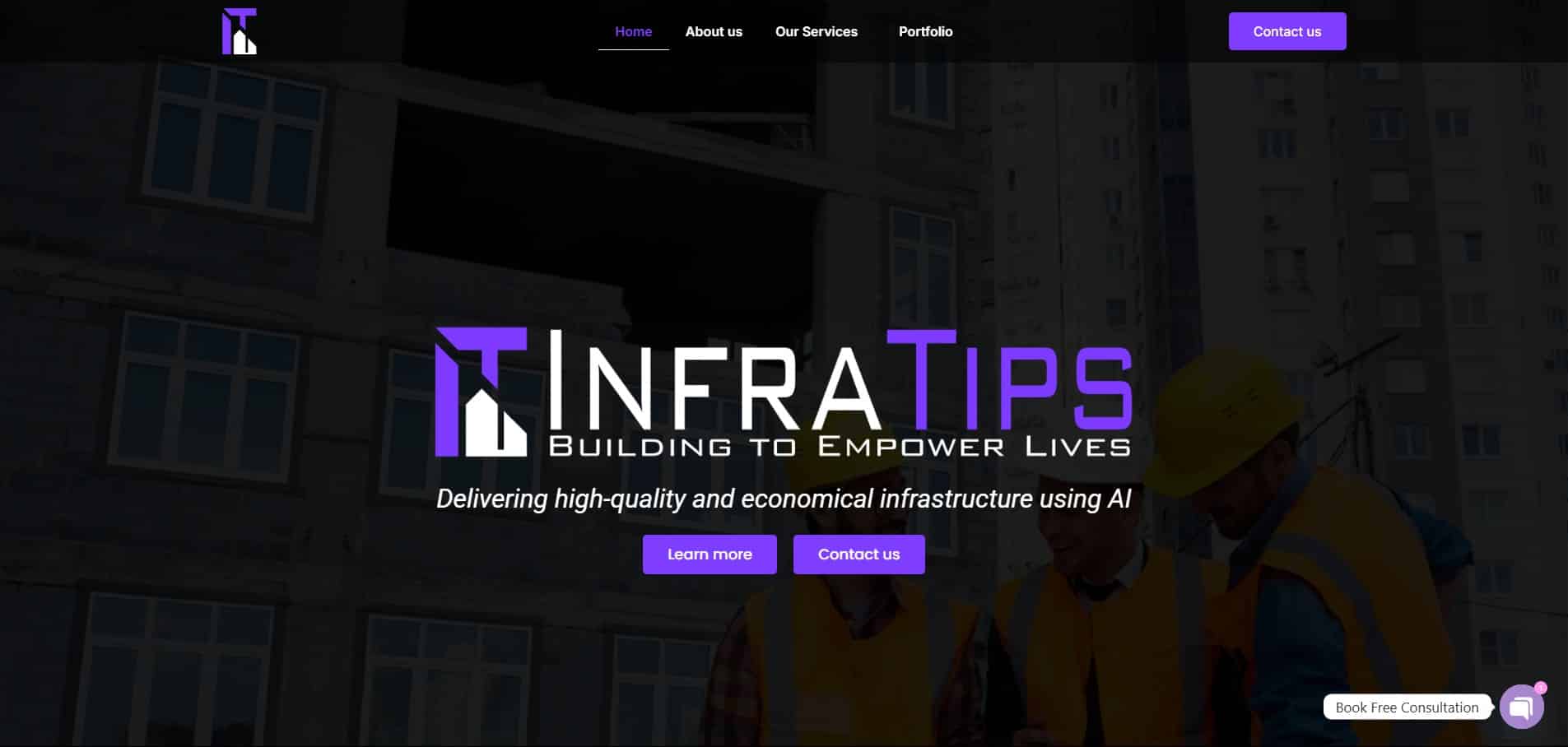Website developed for infratips