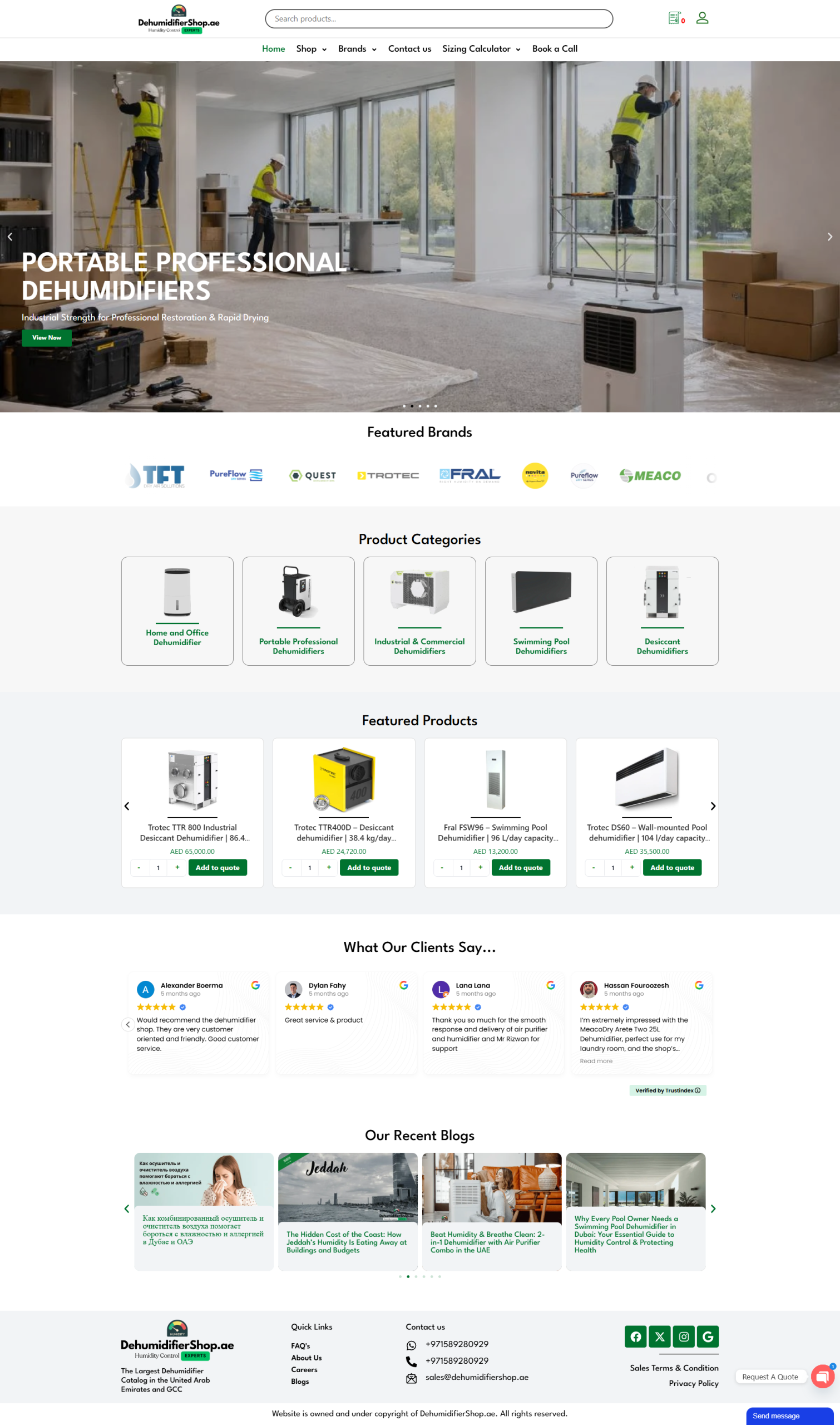 Website developed for dehumidification in Dubai